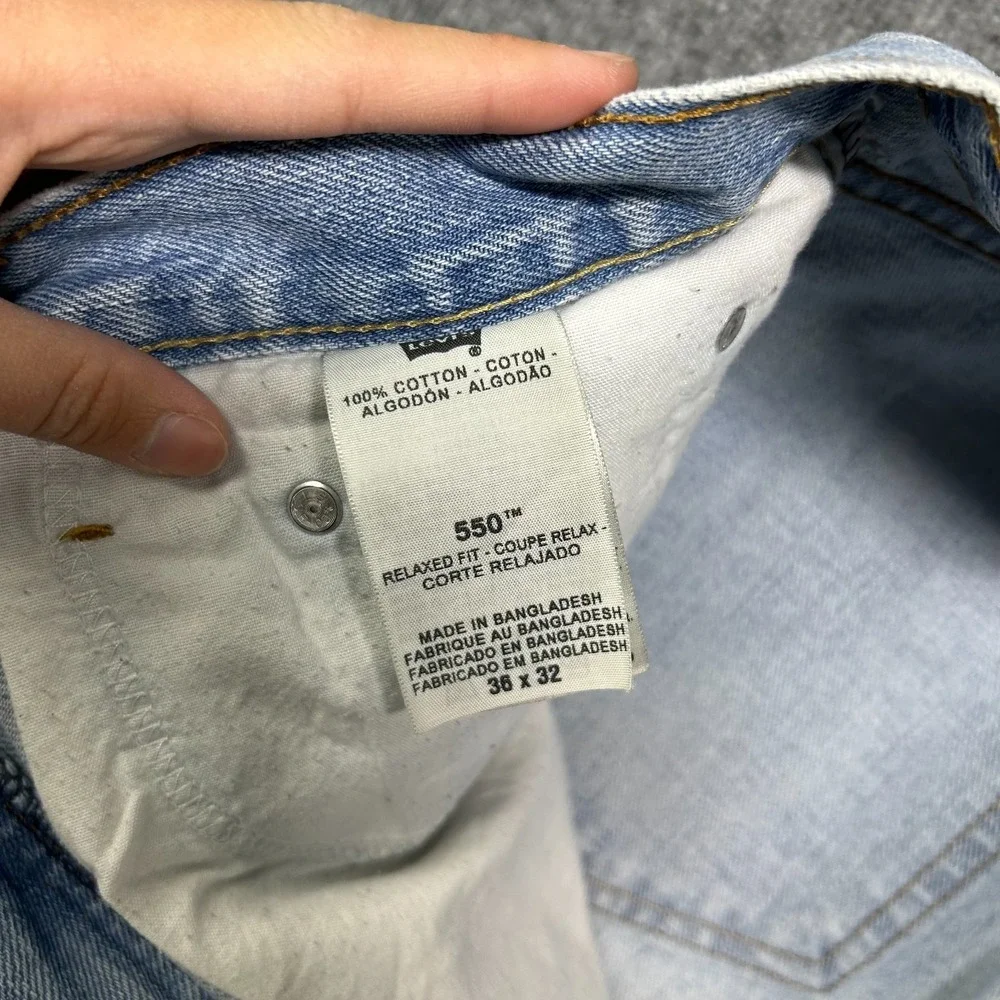 Levi's 550 Straight Jeans Men's Blue Denim Relaxed Fit Classic‎ Zip Fly - 34X32